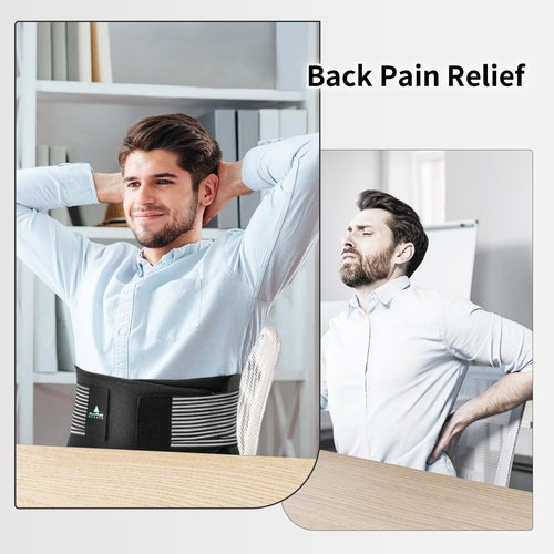 AllyFlex Sports® Back Brace Lower Back Pain Relief - Back Brace for Women and Men Under Clothes Lower Lumbar Support to Improve Posture - L