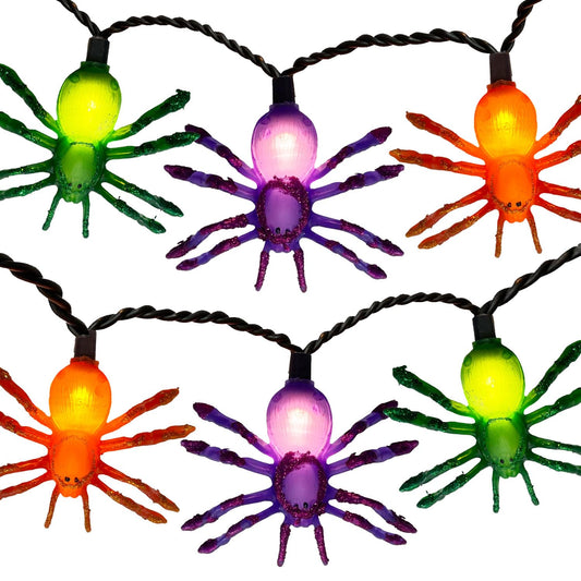 8.5Ft Halloween Spider String Lights Outdoor, Spider Hanging Light with 10 LED Spiders, Halloween Theme Fairy Lights for House Decoration Yard Patio Window Porch Indoor Party Decor
