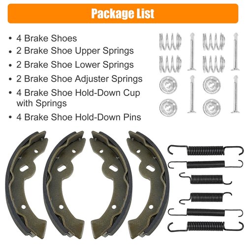 EZGO Brake Shoes Pads Spring Kit Fit EZGO TXT/Medalist 1997–2008, ST350 Gas 2000-2012, Workhorse 800 Gas 1997-2012, Yamaha 95-02 G14, G16,G19 Electric, G20 Gas, OEM 27943G01 70795G01 27944-G01