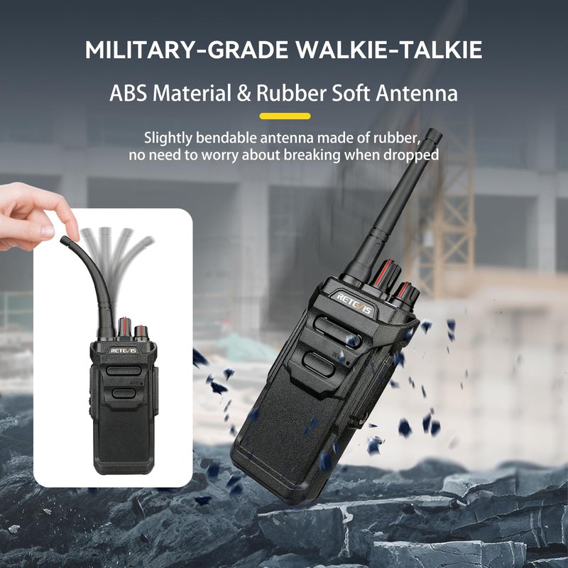 Retevis RT48 IP67 Waterproof Walkie Talkie,Heavy Duty 2 Way Radio with Earpiece,Military Grade,Rugged,Squelch,VOX,SOS Alarm,1200mAh Rechargeable Two Way Radio,for Hunting Emergency Outdoor(2 Pack)