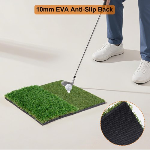 GABTRUK Golf Mat, Golf Hitting Mat Outdoor for Training, 12"x24" Golf Practice Mat with 10mm EVA Backing, Golf Mats Practice Indoor and Outdoor Single Turf with 8 Different Tees