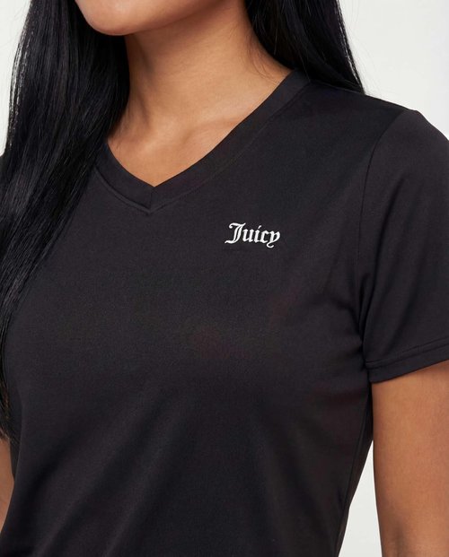 Juicy Couture Women's Short Sleeve V-Neck Athletic T-Shirts - 3 Pack for Fitness & Yoga Activewear