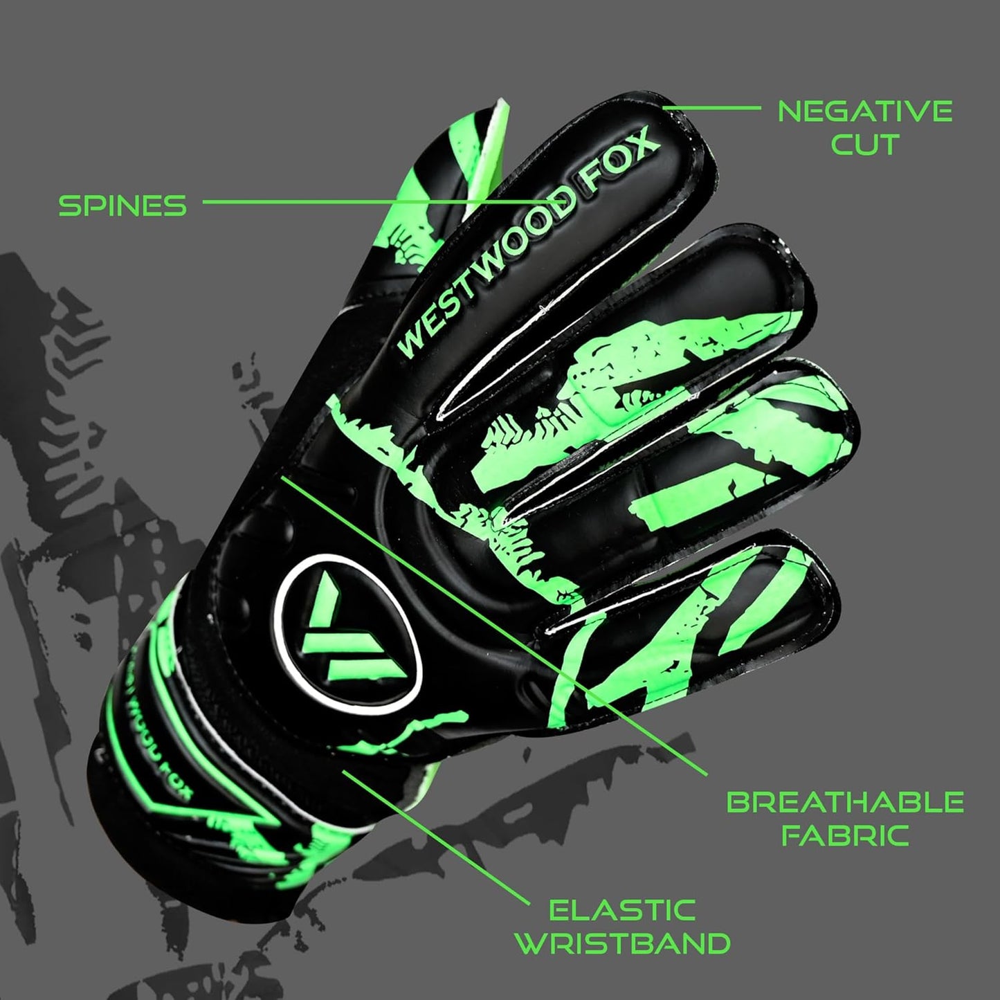 Westwood Fox Goalie Gloves - Heavy Grip Palm with Finger Protection for Kids & Adults | 4+3 mm Latex