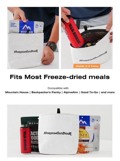 Nasebila Lightweight Insulated Food Pouch, Reusable Insulated Bag for Freeze Dried Meals, Waterproof Thermal Sandwich Bag, Small Hot Cold Food Bag for Backpackers (1 Pack, White)