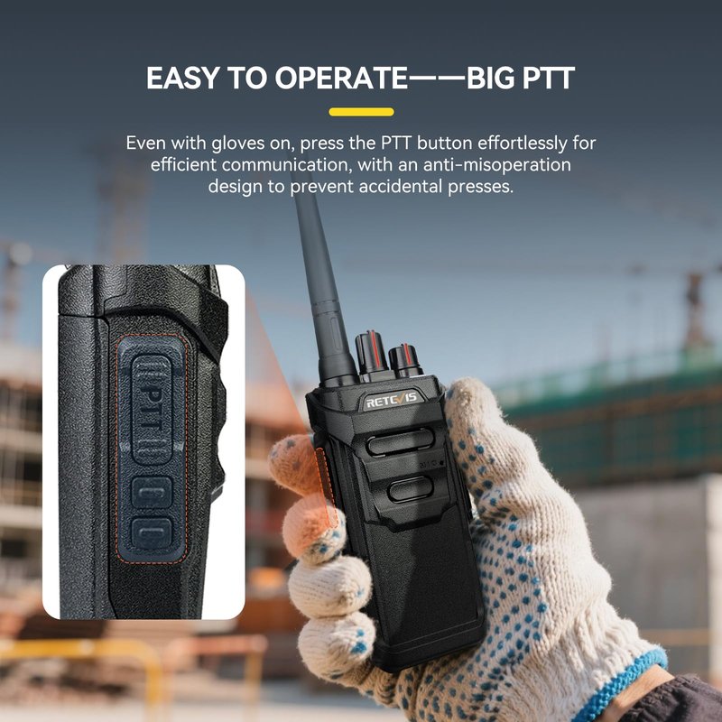 Retevis RT48 IP67 Waterproof Walkie Talkie,Heavy Duty 2 Way Radio with Earpiece,Military Grade,Rugged,Squelch,VOX,SOS Alarm,1200mAh Rechargeable Two Way Radio,for Hunting Emergency Outdoor(2 Pack)