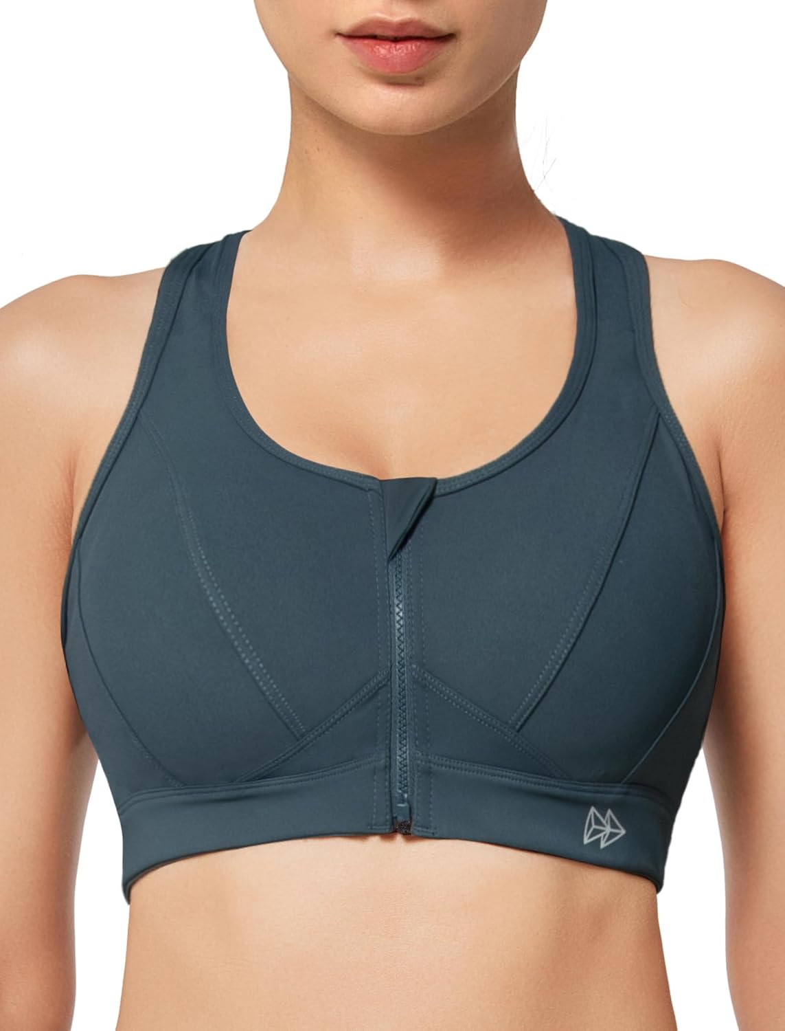 Yvette Zip Front Sports Bra - High Impact Plus Size Sports Bra for Women | Ideal for Fitness & Running