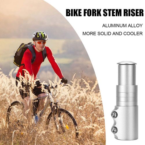Emoly Bike Stem Riser, MTB Handlebar Riser Extender Bicycle Aluminium Alloy Head up Adapter for Mountain Bike, Road Bike, MTB, BMX (New, Silver)