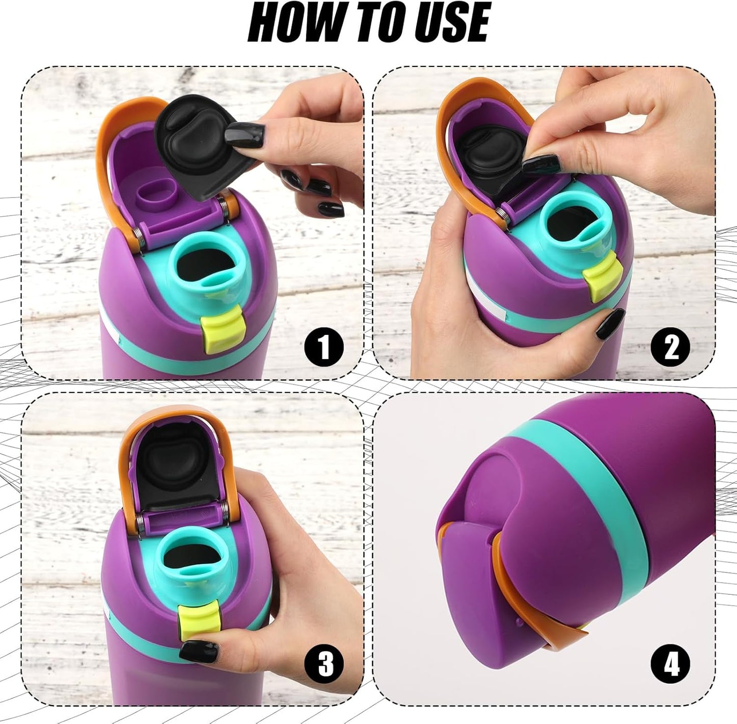 Owala Replacement Stopper Set - BPA-Free Silicone Lids for 24oz & 32oz Water Bottles | 4 Colors