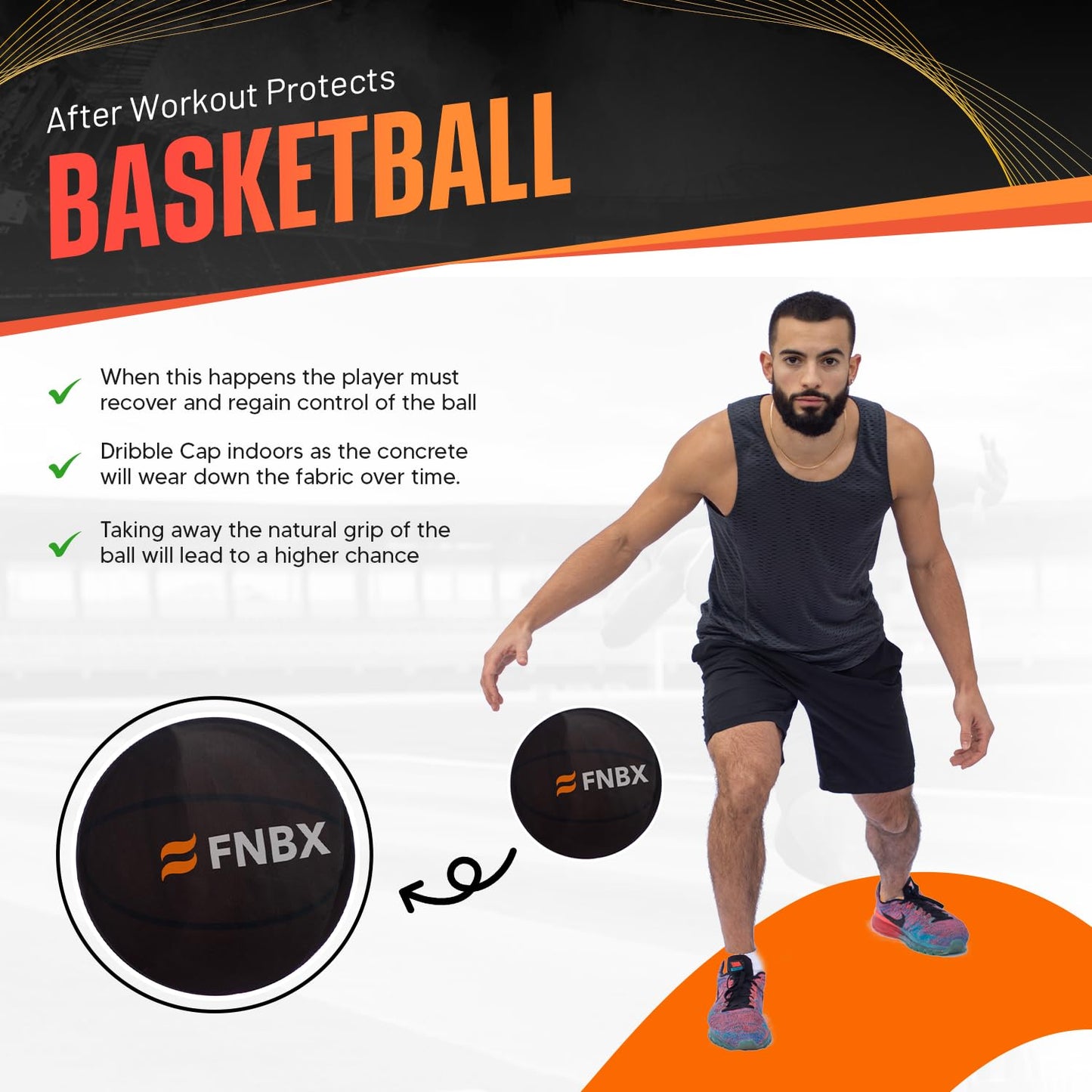 FNBX Dribble Cap - Basketball Cover to Eliminate Grip While Dribbling - Improves Ball handling, Control and Focus - Stretchy Material to fit Most basketballs - Basketball Training aid