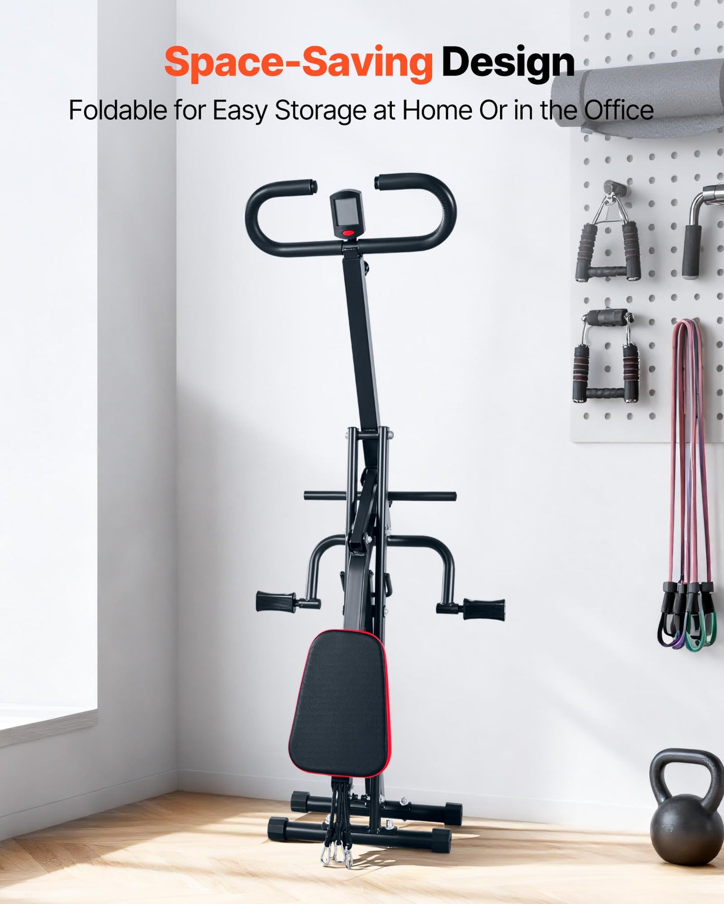 VEVOR Squat Machine, Deep Squat Rowing Machine for Home, Easy Setup & Foldable Exercise Equipment, Glute Trainer Machine with 3 High-Strength Resistance Bands, Glutes & Leg Home Workout Machine