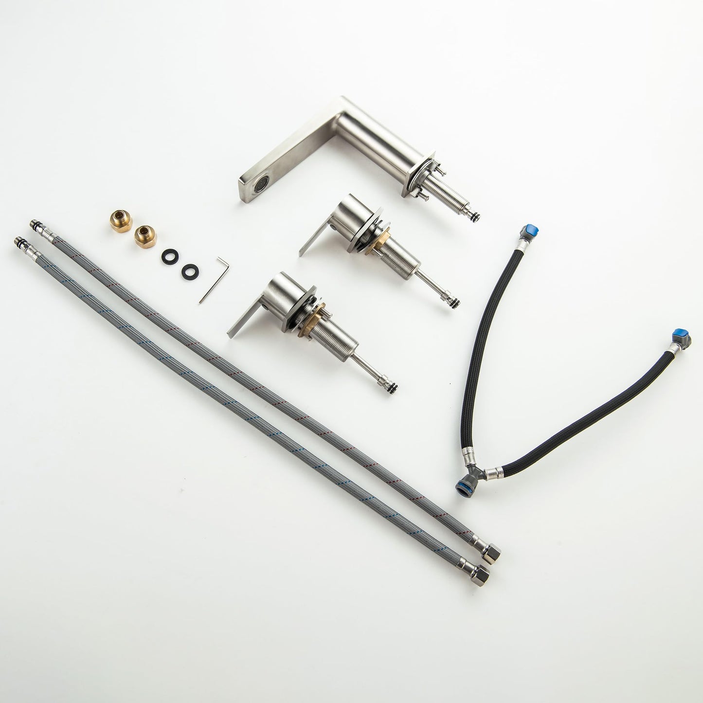 LUOGULIANG 2 Handle Deck Mount Tub Faucet, Roman Bathtub Faucet Set, 3 Hole Widespread Bathtub Faucet High Flow, Brushed Nickel