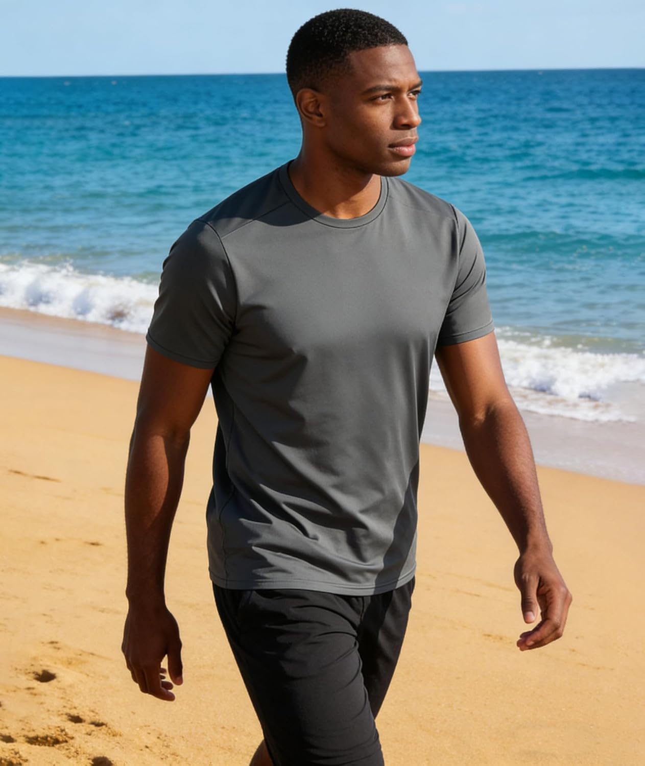 ZITY 7-Pack Men's UPF 50+ Rashguard T-Shirts - Fast-Dry Athletic Workout & Swim Tees