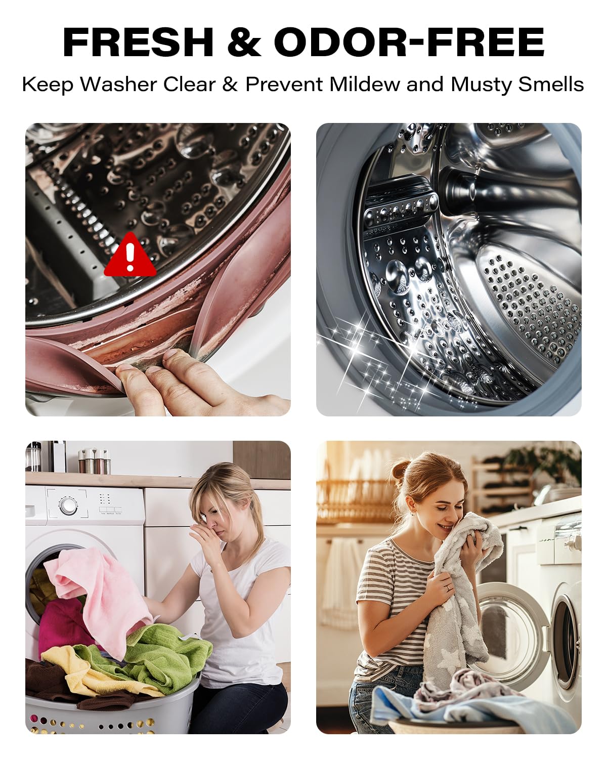 OQTIQ Front Load Washer Door Prop, Flexible Magnetic Washer Door Stopper for Washer and Dryer, Keep Washing Machine Door Open to Prevent Odors, Black