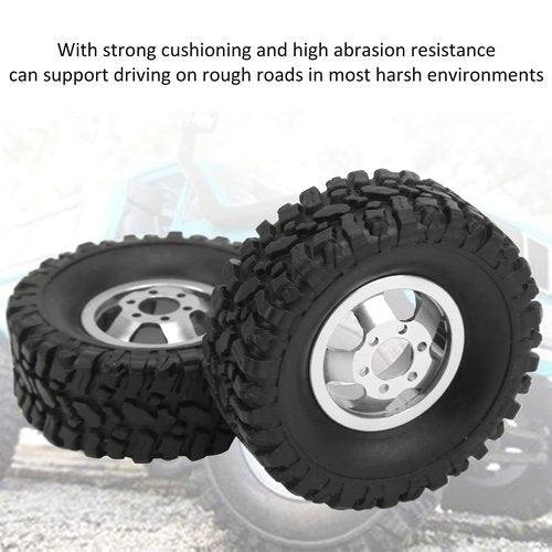 Hub Wheel Rims with Soft Rubber Tires, 4WD Rubber Tires Aluminum Alloy Wheel Hub for WPL C14 C24 B14 B24 B16 B36 1/16 RC Car Upgrade Part(Silver), car model accessories