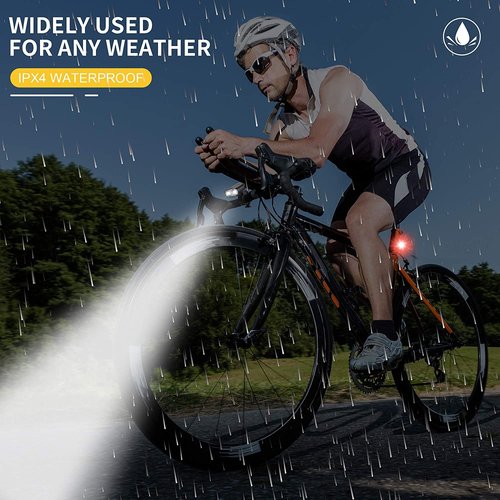 Akale Bike Lights for Night Riding, Bicycle Lights Front and Back, 4 Light Modes, IPX4 Waterproof, Bike Headlight and Taillight for Men Women Road Cycling