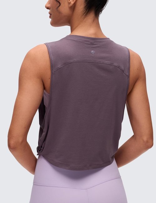 CRZ YOGA Pima Cotton Tank Tops for Women - Loose Sleeveless Workout Shirts | Athletic Gym Crop