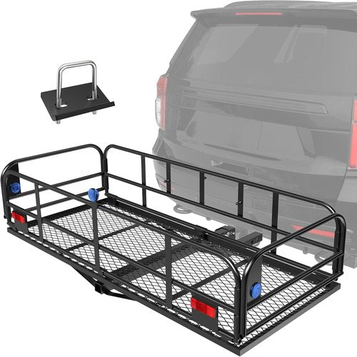 KUIPERAUTO Folding Rack Hitch Mount Cargo Carrier - 500 Lbs Capacity | 60" x 24" x 14" Heavy Duty for SUV & Truck