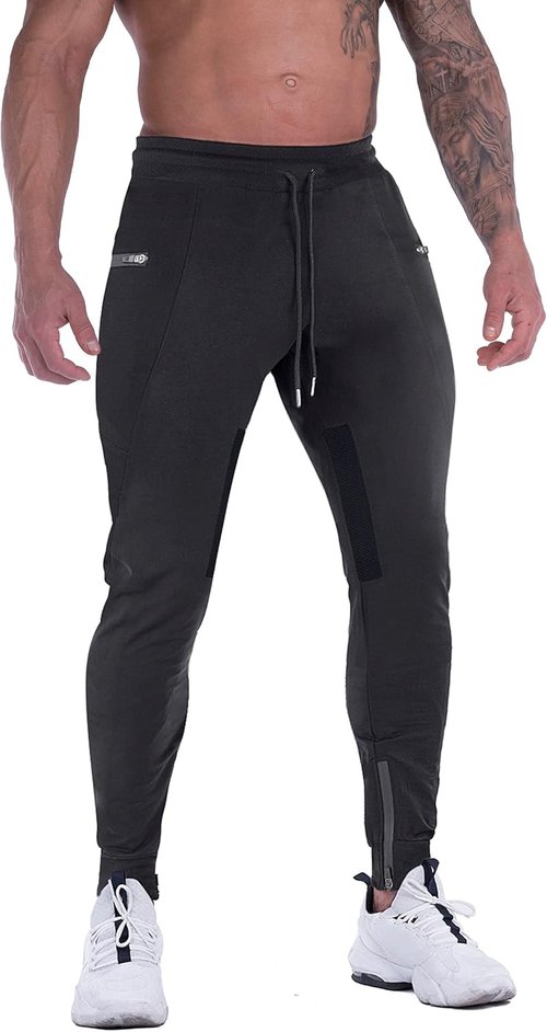 FIRSTGYM Men's Slim Fit Joggers - Breathable Workout Sweatpants with Zipper Pockets | Perfect for Training