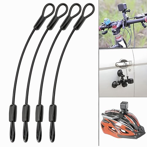 3.3mm 304 Steel Wire Rope Outdoor Travel Security Cable Lock,Braided Steel Coated Safety Cable Luggage Lock,Safety Cable Wire Rope Chain Lock Double Loop Lightweight (Black, 5in/6Pcs)
