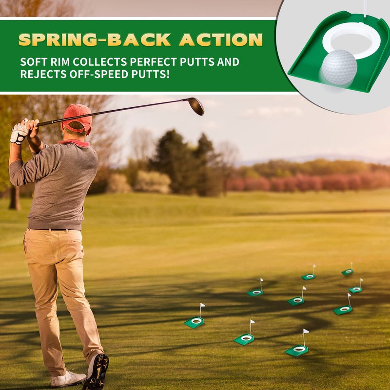 Sotiff Golf Putting Practice Cup Hole Training Aids Golf Accessories Training Putters with Plastic Flag for Adult Green Office Garage Yard Indoor Outdoor Practice(White)