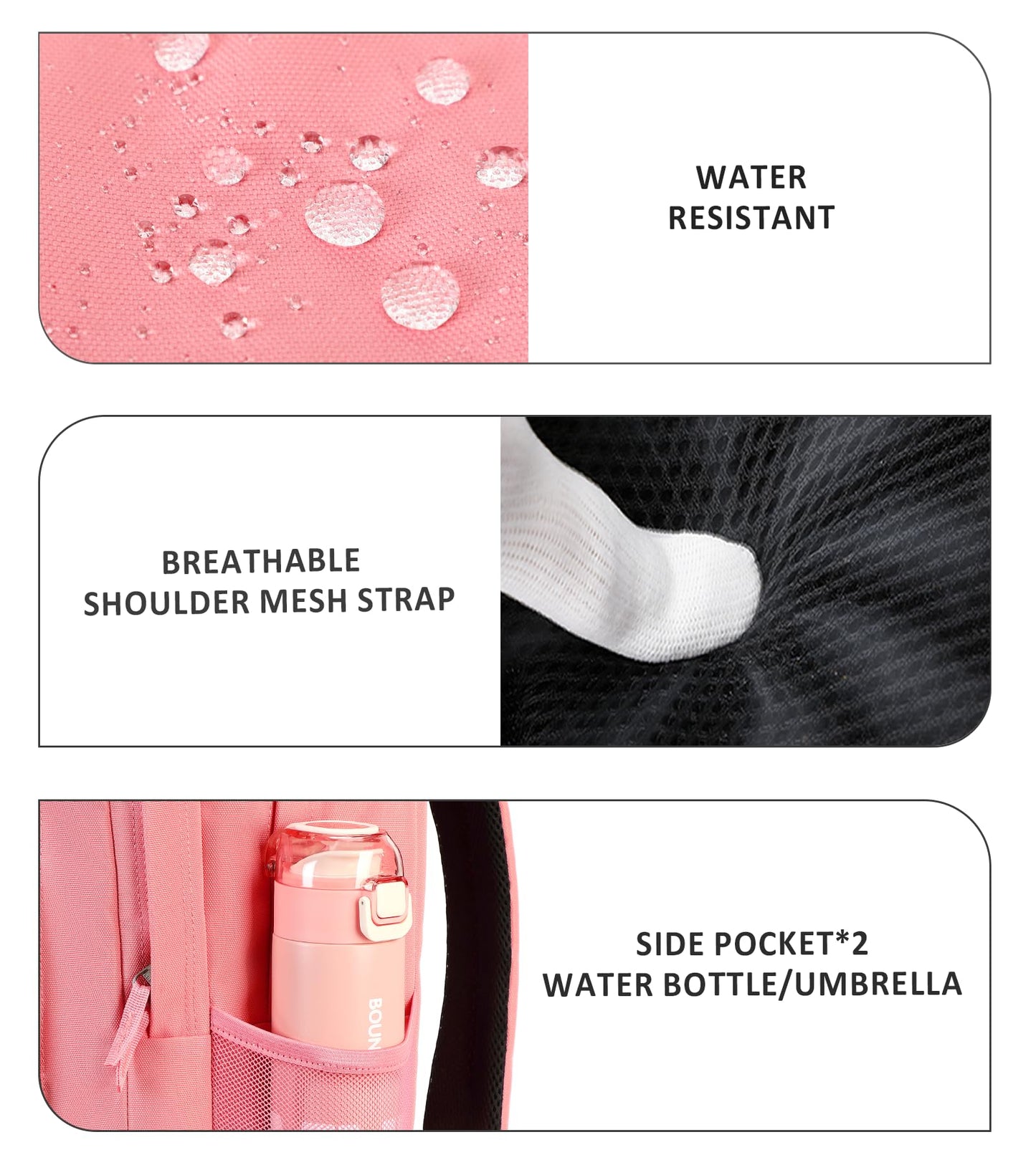 abshoo Girls Solid Color Backpack For College Women Water Resistant School Bag (Peach Pink)