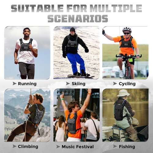 Running Hydration Vest with 2L Water Bladder， Lightweight Adjustable Hydration EDC Chest Pack for Men and Women, Water Backpack for Hiking, Cycling (Black)