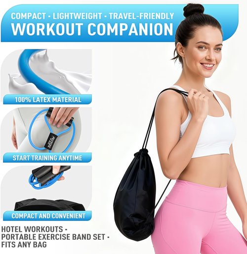 Figure 8 Resistance Bands - Heavy Duty Latex Exercise Bands with Handles for Strength Training | Full Body Workout