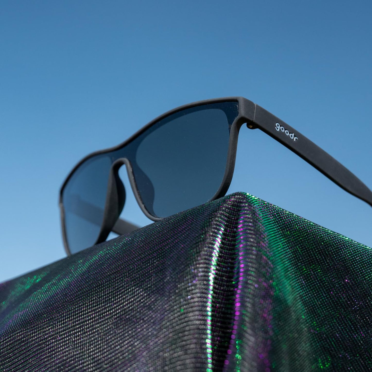 goodr The Future is Void Sunglasses Polarized Sunglasses, Medium Sized (VRG), Black Solid Frames with Black Non-Reflective Glare Reducing Lenses, UV400 Protection, No Slip, No Bounce