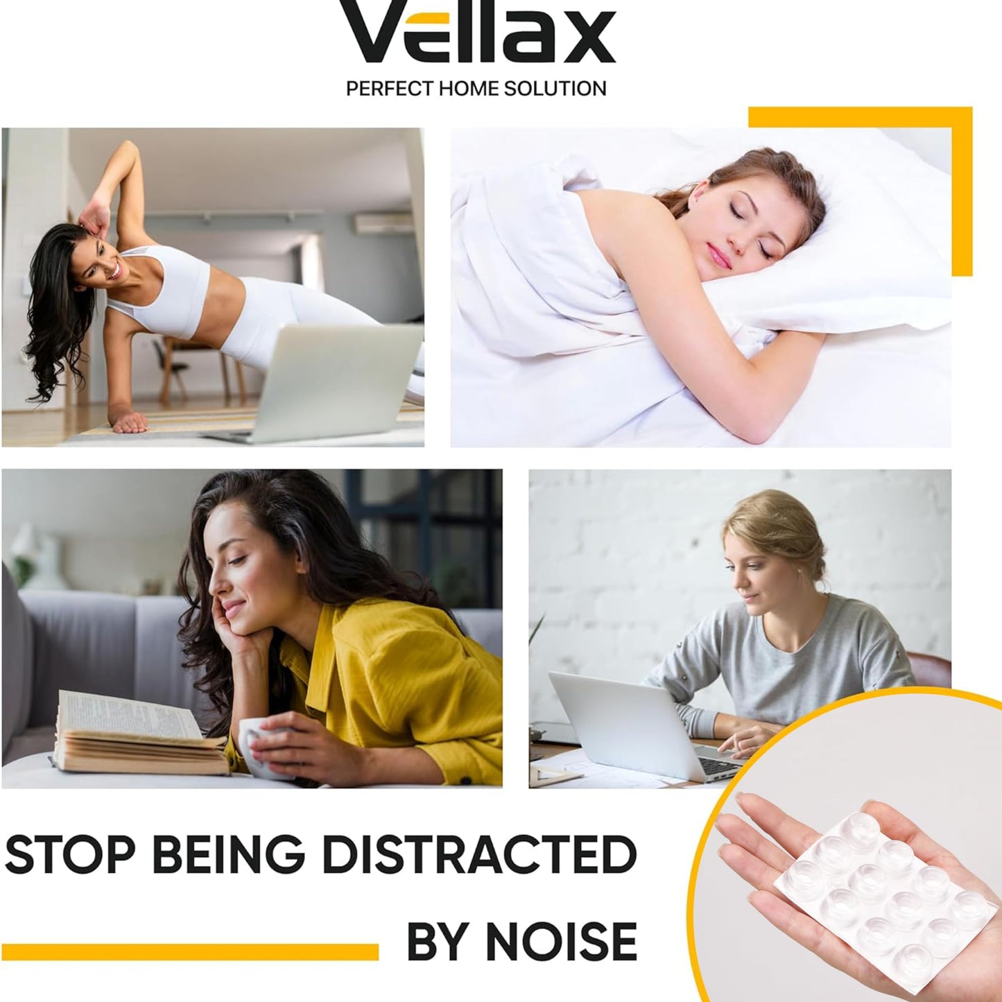 74 Clear Silicone Bumpers & Wall Protectors – 5‑Shape Self‑Adhesive Pads for Cabinets, Doors, Drawers & Furniture – Noise Dampening & Surface Protection by Vellax