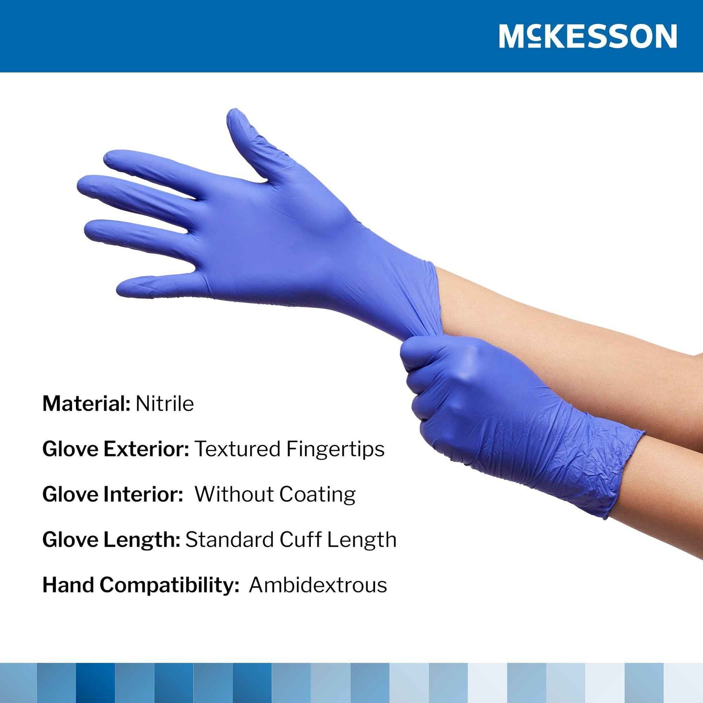 McKesson Confiderm 3.0 Nitrile Exam Gloves - Powder-Free, Latex-Free, Ambidextrous, Textured Fingertips, Non-Sterile - Dark Blue, Size Medium, 250 Count, 1 Box