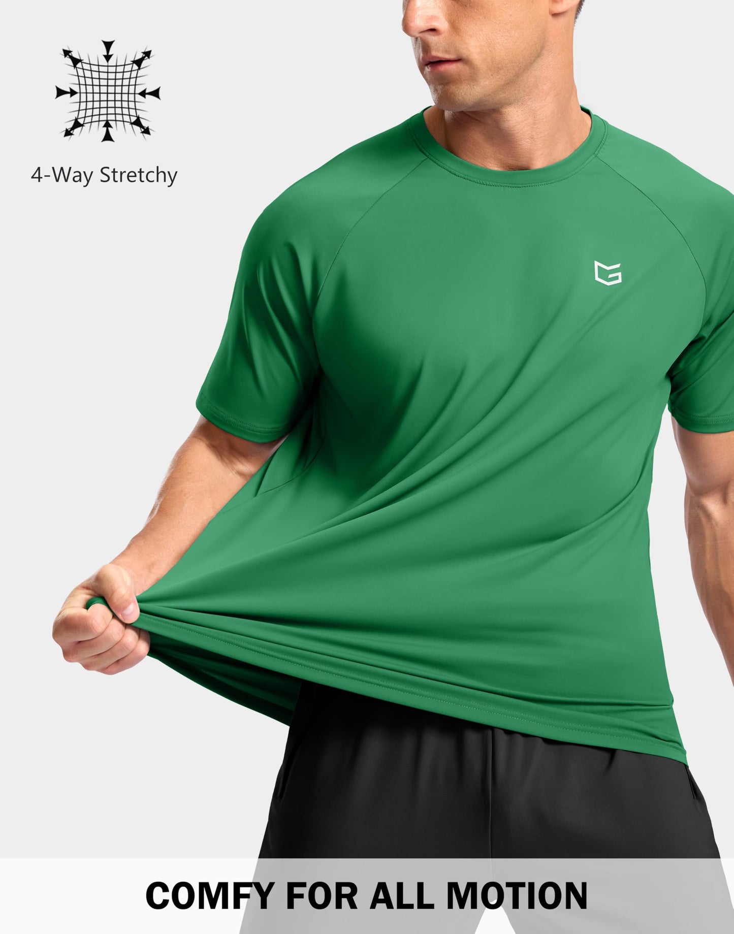 G Gradual Men's Athletic Workout T-Shirts Moisture Wicking Cooling Running Shirts Short Sleeve Performance Tee for Gym Tennis(Green,4XL)
