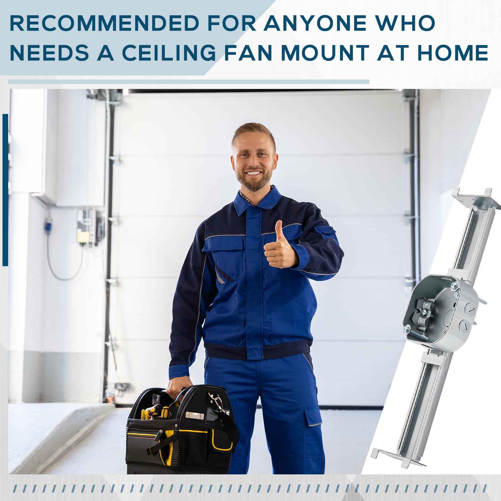 Tandefio 1 Pcs Adjustable Ceiling Fan Bracket Ceiling Mounting Bracket Electrical Box for Fans and Light Fixtures, 14.7 Inches in Length