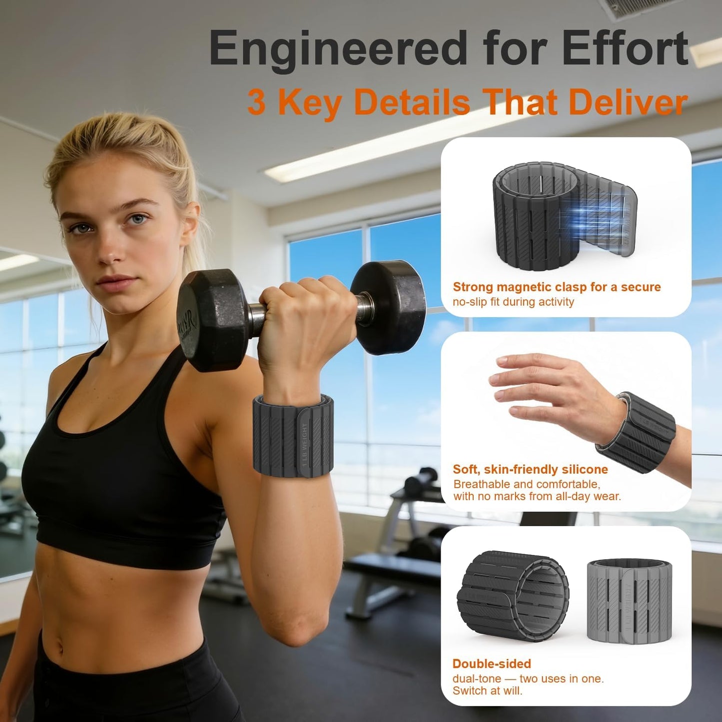 SE7EN Magnetic Ankle Weights - Adjustable 1 lb Set of 2 for Pilates, Yoga, Pool & Gym Workouts