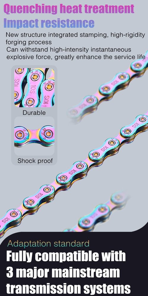 11 Speed Bike Chain Rainbow Chain for Bike 1/2" x11/128 116 Links Lightweight Bicycle Chain，Bike Chains MTN BTX MTB Mountain Bike Road Bicycle Chain
