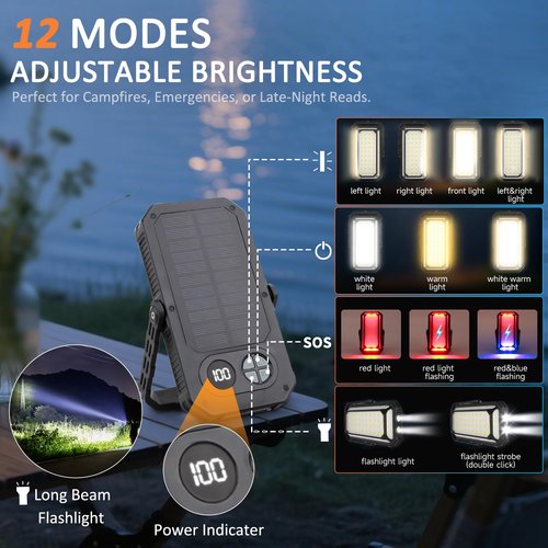 Camping Lantern LED Rechargeable - up to 120+ Hours, 10000mAh Portable Camping Lights with Redlight &12 Light Modes, LCD Display, Dimmable, Waterproof, Camping Lanterns for Power Outages, Hurricane