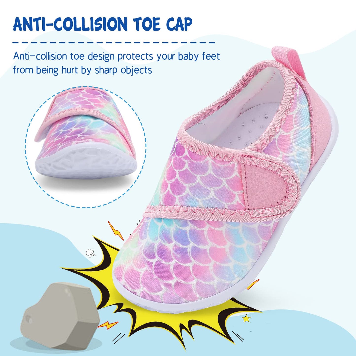 LeIsfIt Boys Girls Water Shoes Kids Aqua Socks Toddler Quick-Dry Swimming Shoes Non-Slip Summer Shoe for Beach Pool Surf, Pink Scale, 11 Toddler