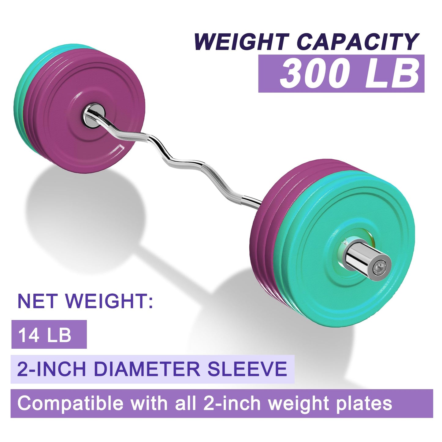 Olympic Barbell Curl Bar EZ Bar 4/5/6/7 FT Barbell Bar 300/400/500/600 Weight Capacity Strength Training Bar for Home Gym