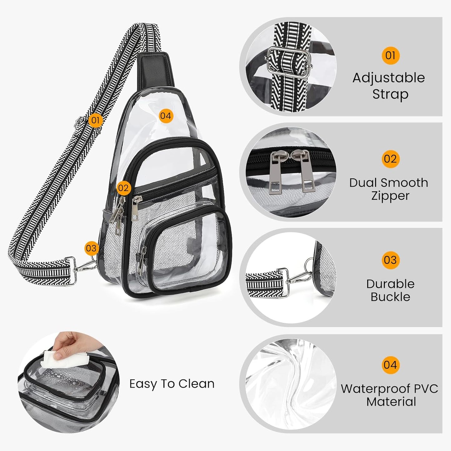 Sisipoet Clear Stadium Bag - Stylish Crossbody Concert Bag | Versatile Fanny Pack for Events