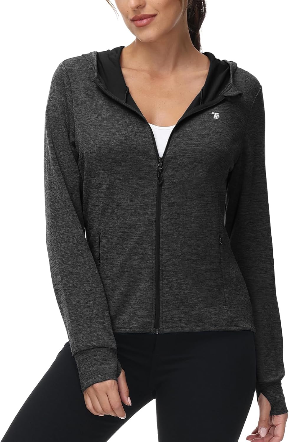 TBMPOY Women's Sun Protection Hoodie - UPF 50+ Lightweight Long Sleeve Jacket for Hiking | Outdoor Full Zip Top