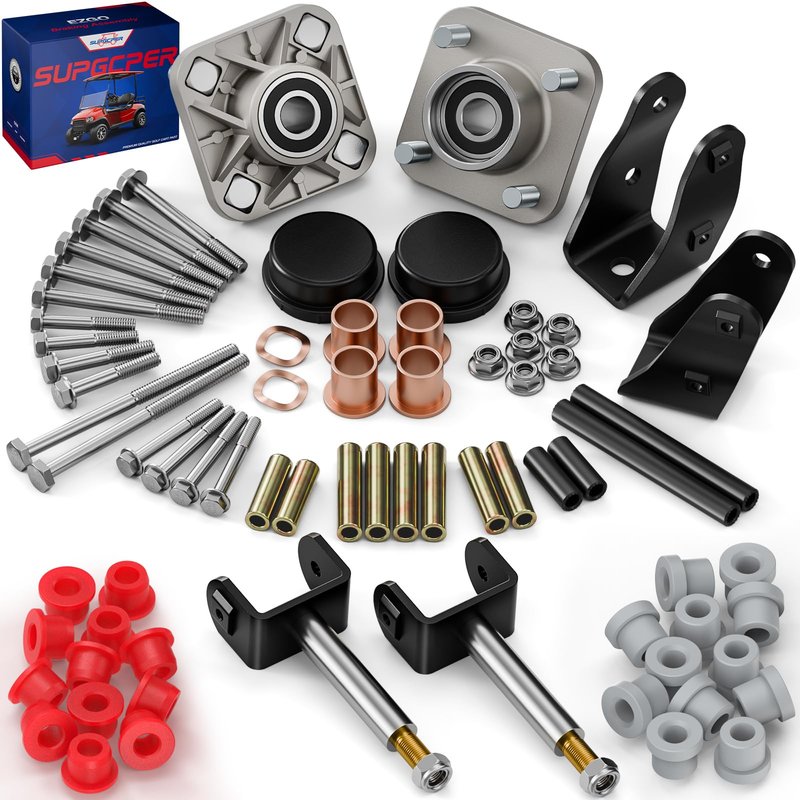 SUPGCPER Deluxe Club Car Precedent Front End Repair Kit, Golf Cart Suspension Rebuild Kit for 2004-Up Precedent Gas&Electric, with Front Wheel Hub Bearing King Pin Bushings Full Sets
