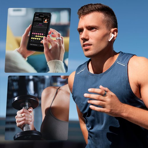 Fitness Tracker, Smart Ring for Women Men, Fitness Ring with Sleep Tracker, 24/7 Heart Rate Monitor, Health Activity Trackers, Step Counter,Calorie Pedometer,No Subscription,for iOS Android(Black,#8)