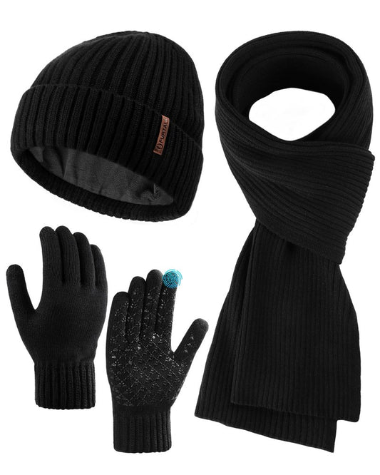 FURTALK Winter Hat Long Scarf Touchscreen Gloves Set Fleece Lined Warm Knit Beanie for Men Women
