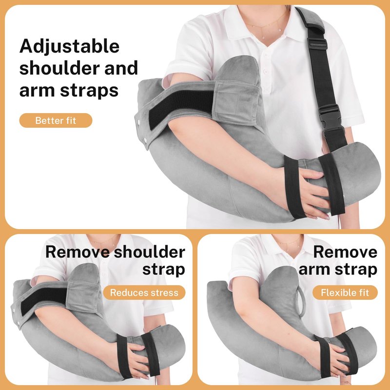 KUAZIDAR Shoulder Pillow Rotator Cuff Pillow - Arm Sling Side Sleeper Pillows for Adults, Post Shoulder Surgery Rotator Cuff Brace, Neck, Shoulder Pain, Post surgery gifts (Gray with strap)