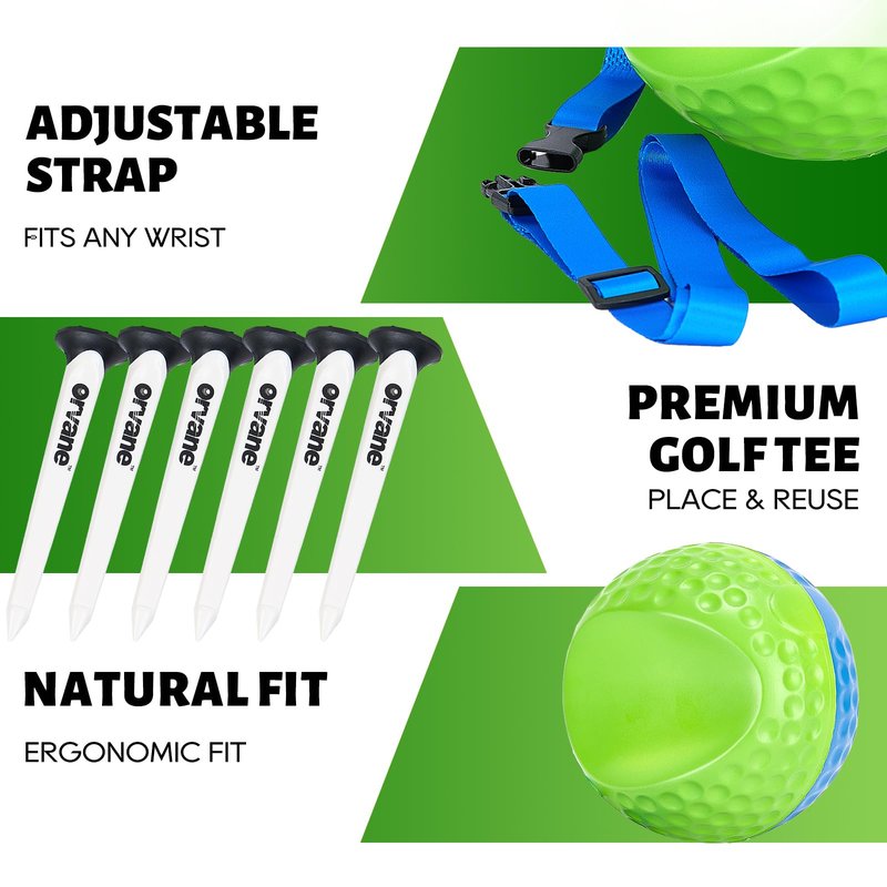 Orvane Golf Training Aid Ball – Forearm Connection Swing Trainer for Consistent, Precise Swings | Fix Slicing, Scooping & Chicken-Wing, Soft Memory Foam，Adjustable Lanyard (M, Blue/Green)