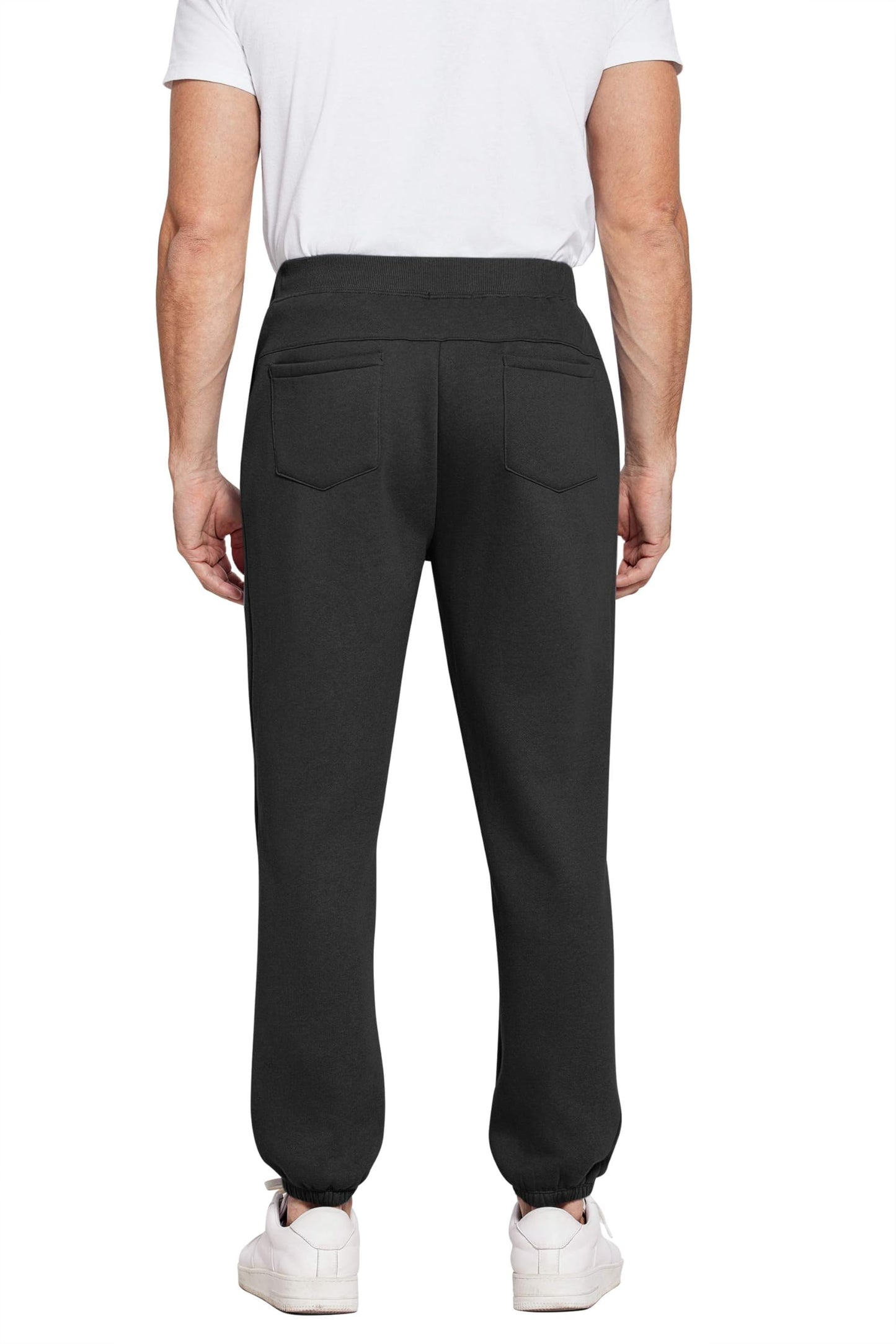 PINSPARK Grey Sweatpants Men Fleece Joggers Cuffed Warm Cotton Workout Pants for Men with Pockets