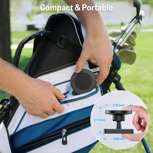 OMOTON Golf Cart Phone Holder, Mount for MagSafe iPhone 17 16 15 14 13 12, Universal Super Magnet Base, 360° Rotatable, Fits EZGO Club Car Yamaha Icon & Gym, Golf Cart Accessories Gift for Golfers