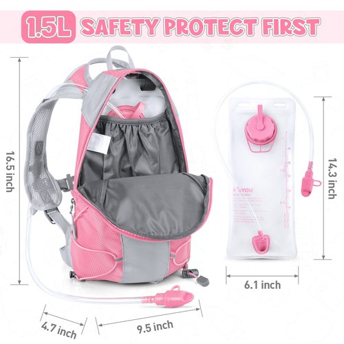Hydration Pack for Kids Hydration Backpack with 1.5L Hydration Bladder Lightweight Insulated Water Pack for Hiking Biking Climbing Running