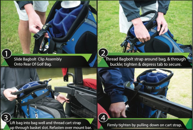 BagBolt | Golf Cart Strap Replacement | Fast Install | Eliminates Twisting, Leaning, and Falling Off | Golf Bag Accessory | Secures Any Size Bag