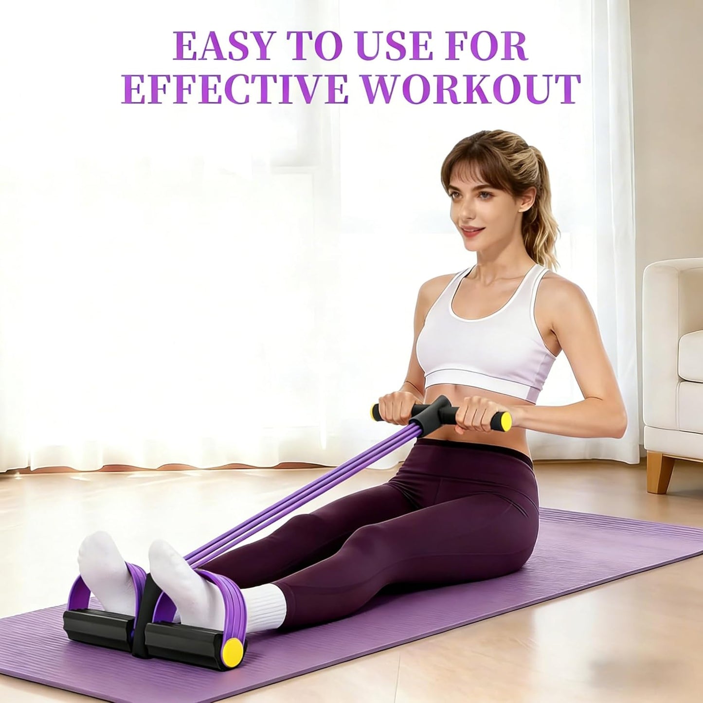 Skiennix Pedal Resistance Bands - 6-Tube Manual Tension Training for Women | Natural Rubber Design