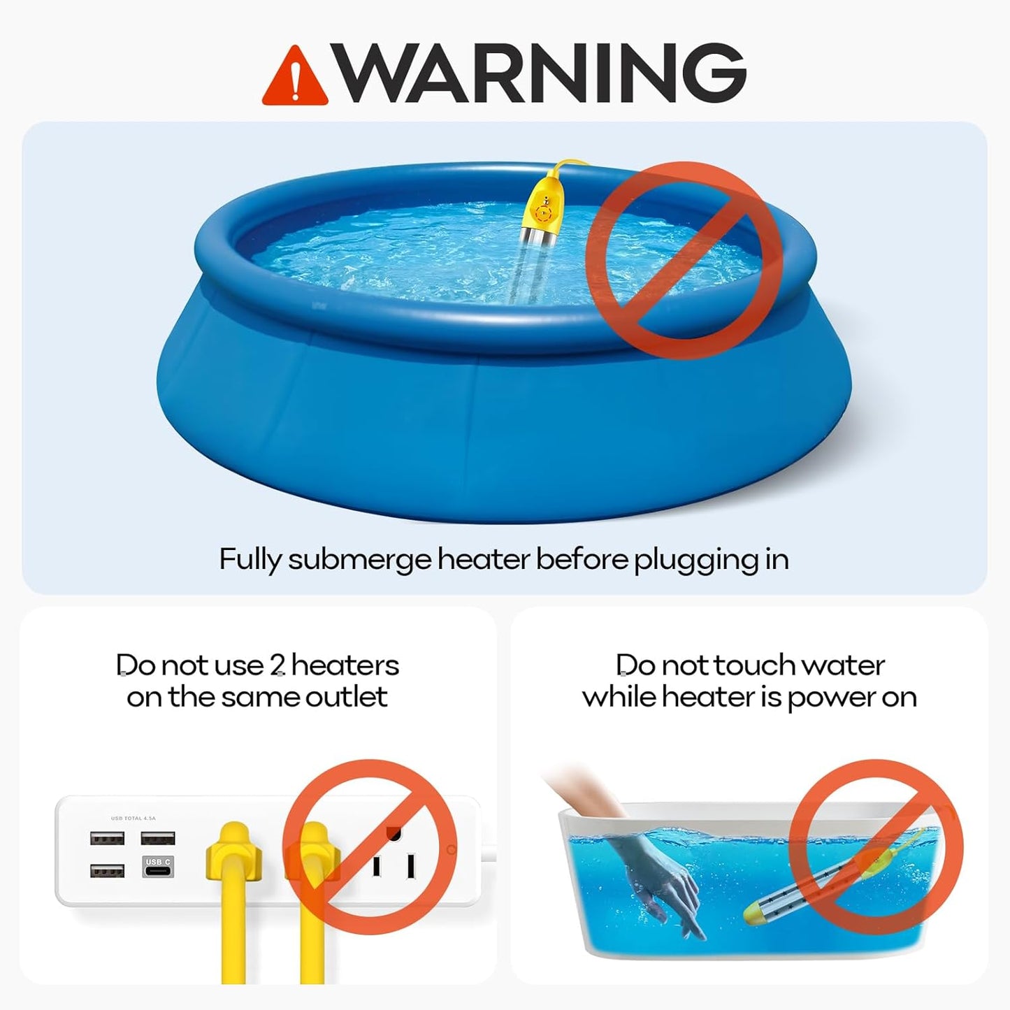 1500W Portable Immersion Water Heater with Thermostat & Real-Time Display for Buckets & Hot Tubs